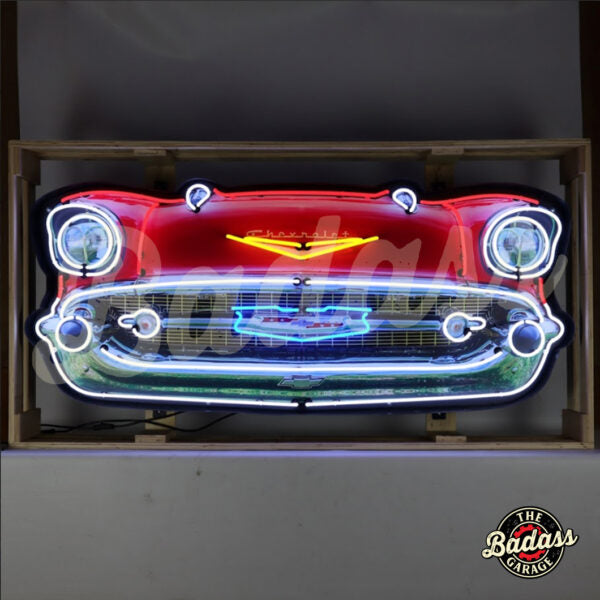 57 Chevy Bel Air Grill Neon Sign in a Steel Can badass