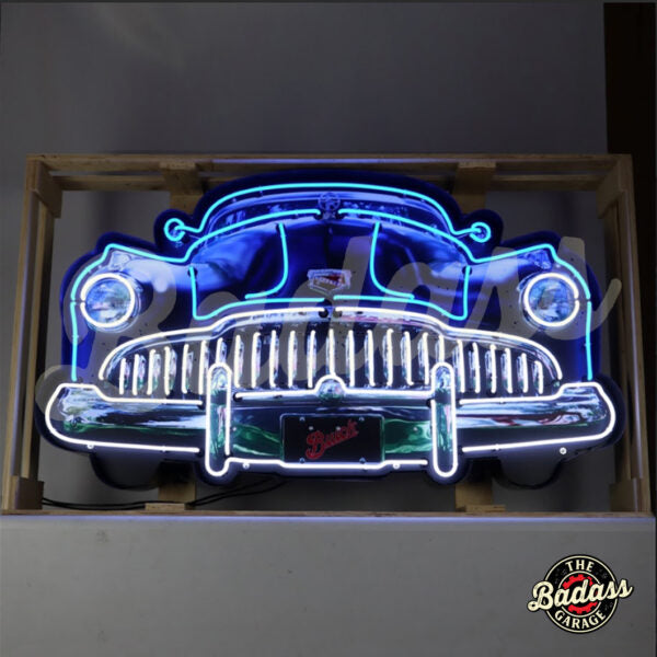 Buick Grill Neon Sign in a Steel Can Badass Garage