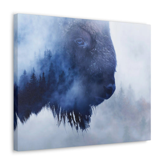 Double Exposure Wild Bison Canvas Gallery Wraps