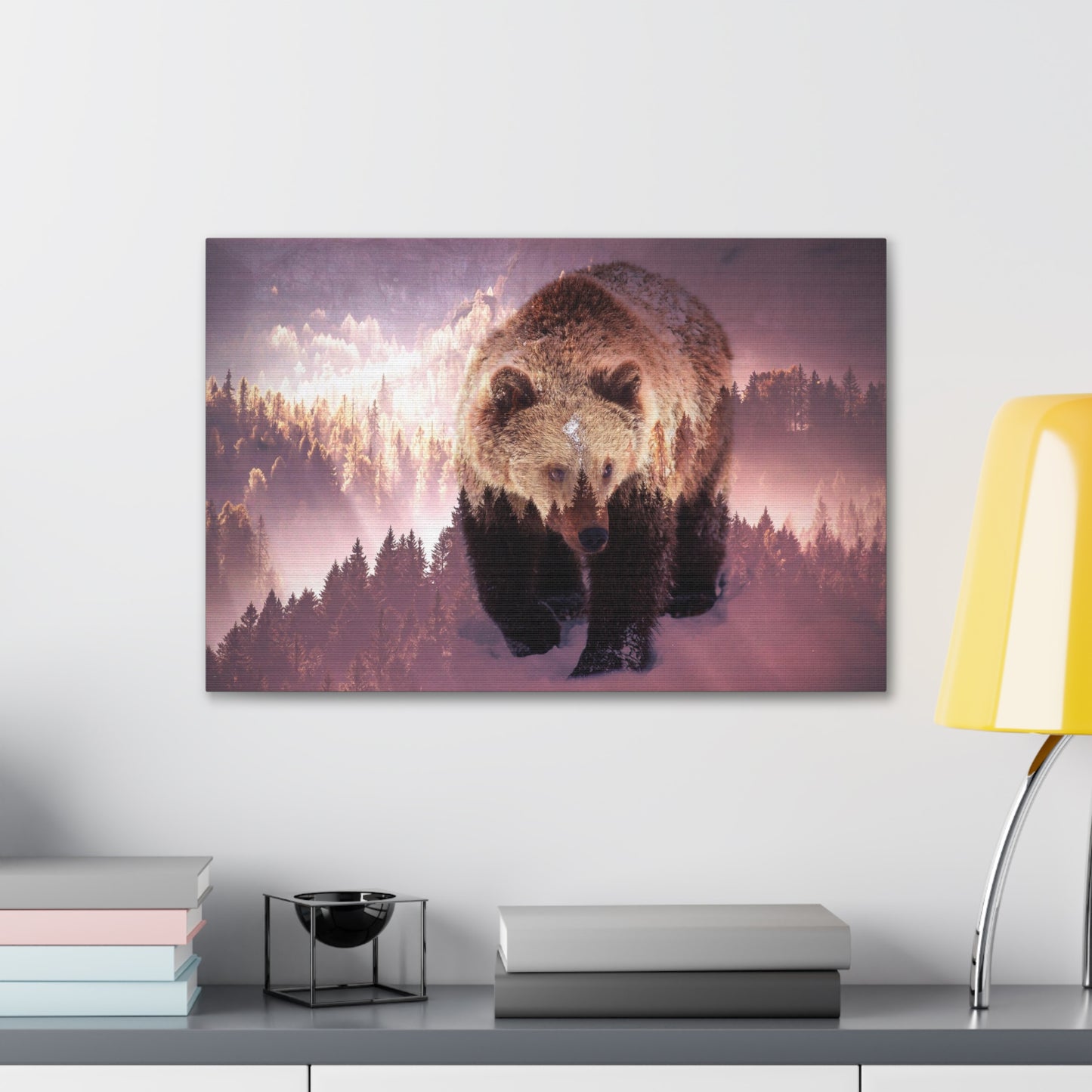 Double Exposure Brown Bear Canvas Gallery Wraps