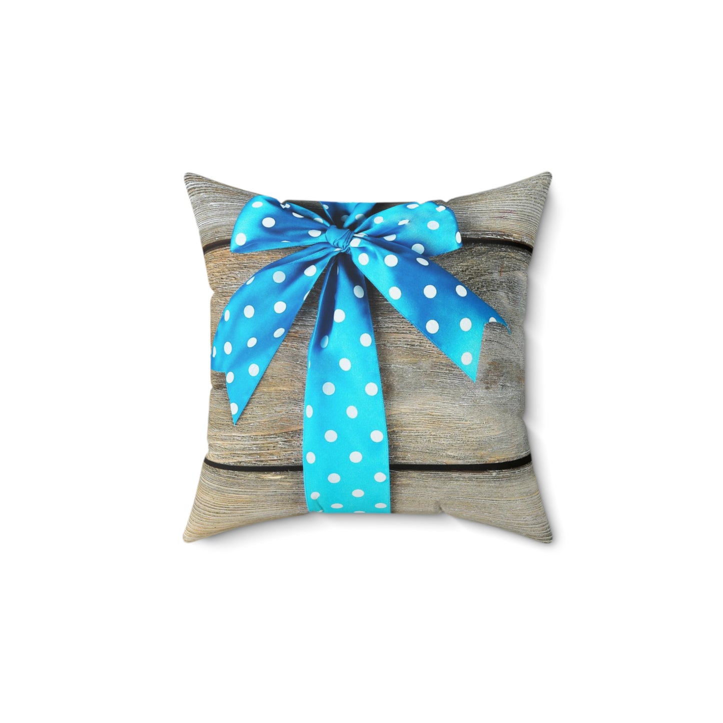 Blue Bow Spun Polyester Square Pillow