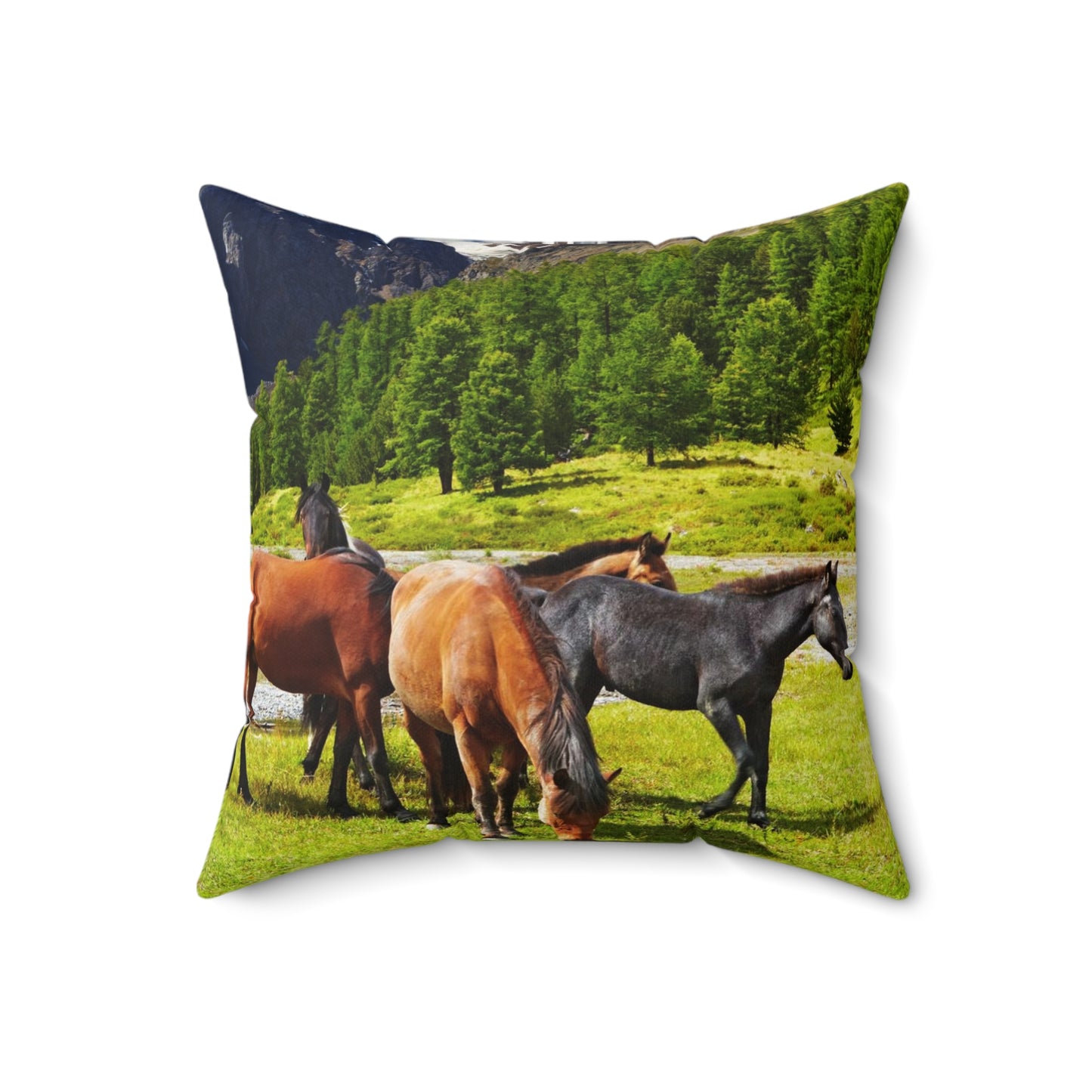 Horses in the Mountains  Square Pillow