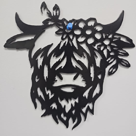 highland cow large metal art