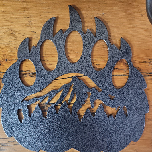 bear paw 9 inch metal art med