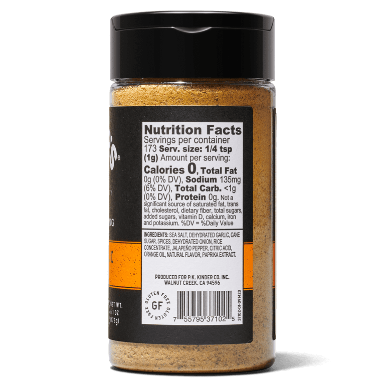 Kinder's Citrus with Garlic and Jalapeno Barbecue Seasoning, 6.1 oz SlobsRus BBQ