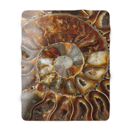 Ammonite Fossil Sherpa Fleece Blanket