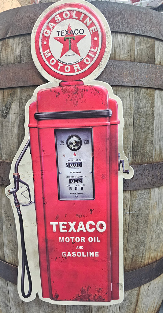 Vintage Texaco Gas Pump Shaped Metal Sign