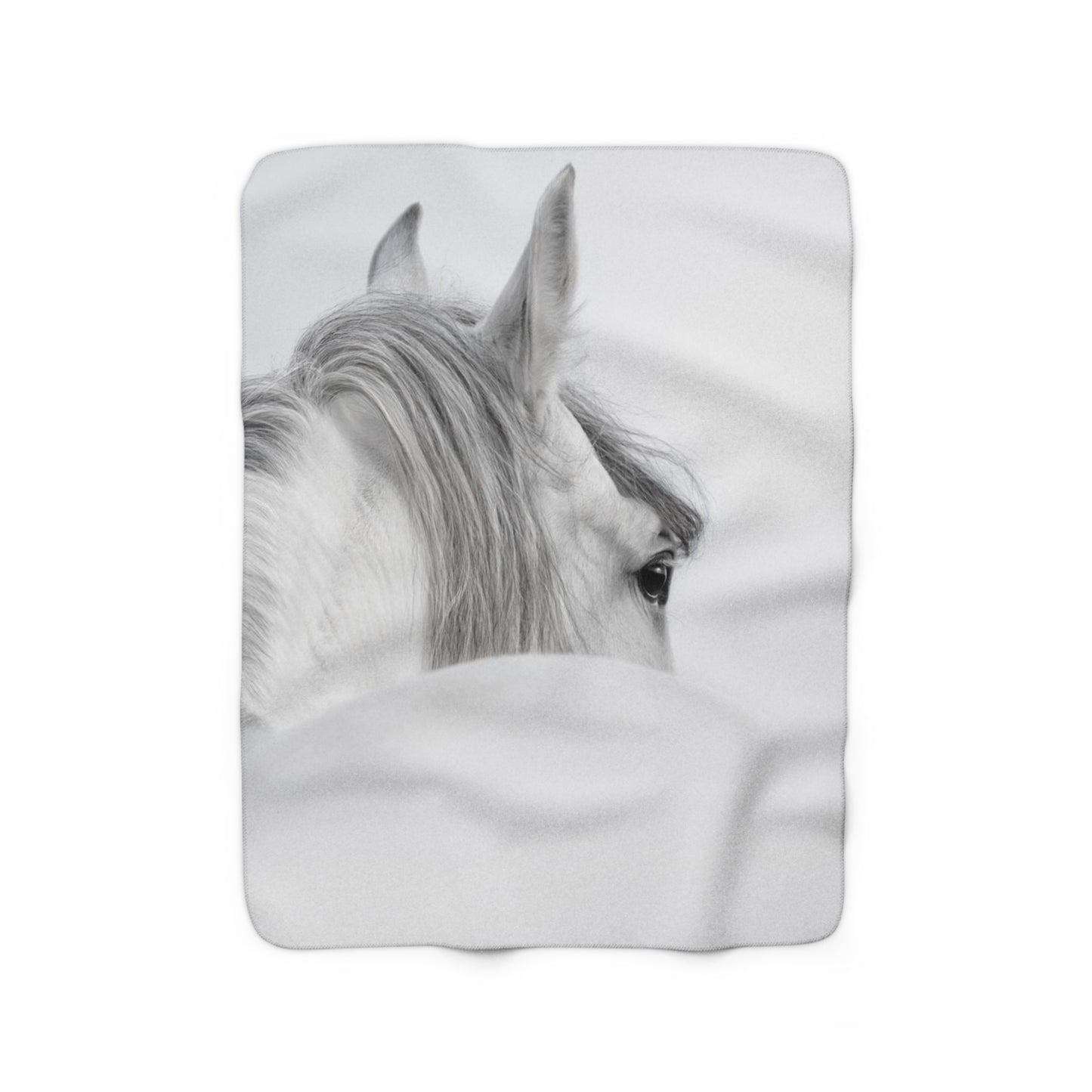 White Horse Sherpa Fleece Blanket