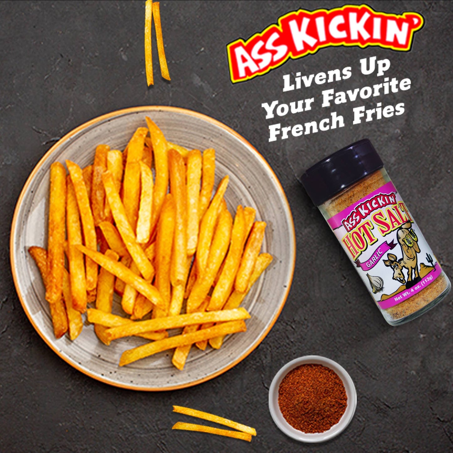 Ass Kickin’ Garlic Hot Salt – 4oz. southwest specialty food