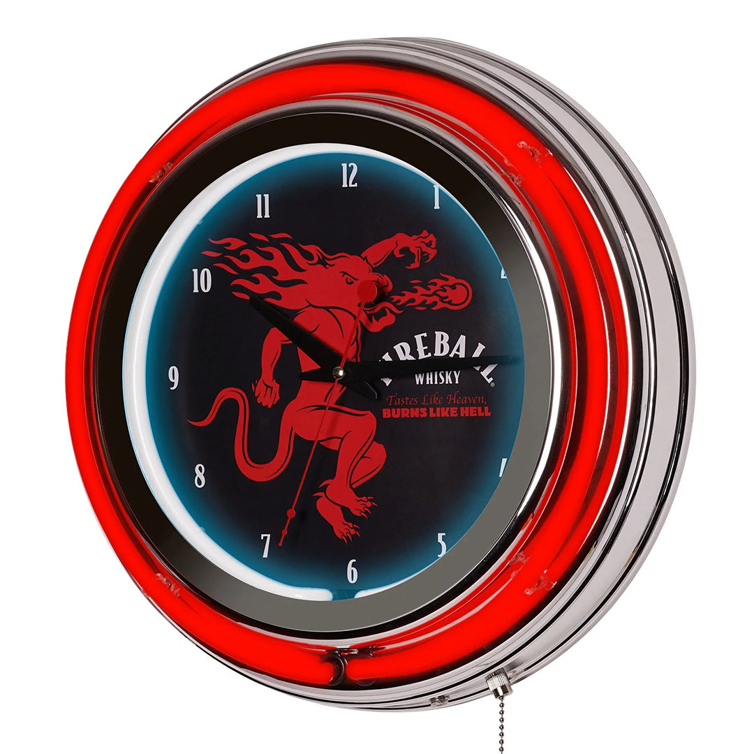 Fireball Whiskey Neon Clock Badass Garage