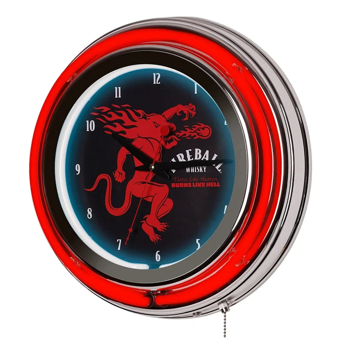 Fireball Whiskey Neon Clock Badass Garage