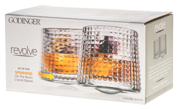 Set of Two Revolve Spinning Whiskey Glass - Novelty Gift