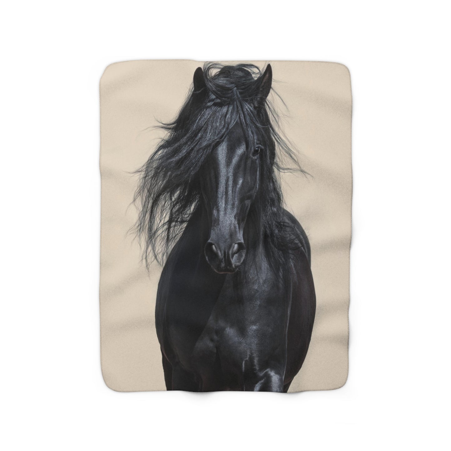 Black Horse Sherpa Fleece Blanket
