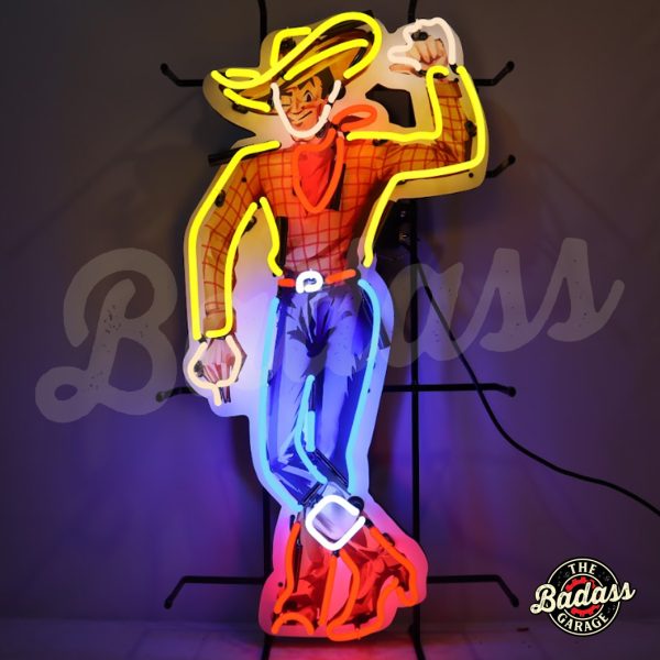 Cowboy Vegas Vic Neon Sign With Backing Badass Garage