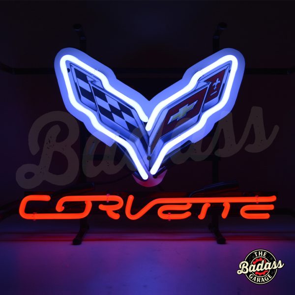 Corvette C7 Junior Neon Sign With Backing Badass Garage