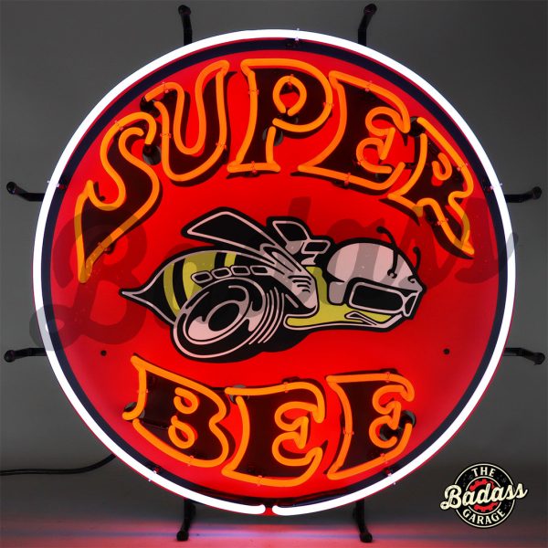 Super Bee Neon Sign With Backing Badass Garage
