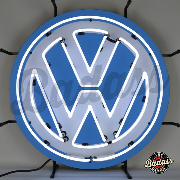 Volkswagen VW Round Neon Sign With Backing Badass Garage