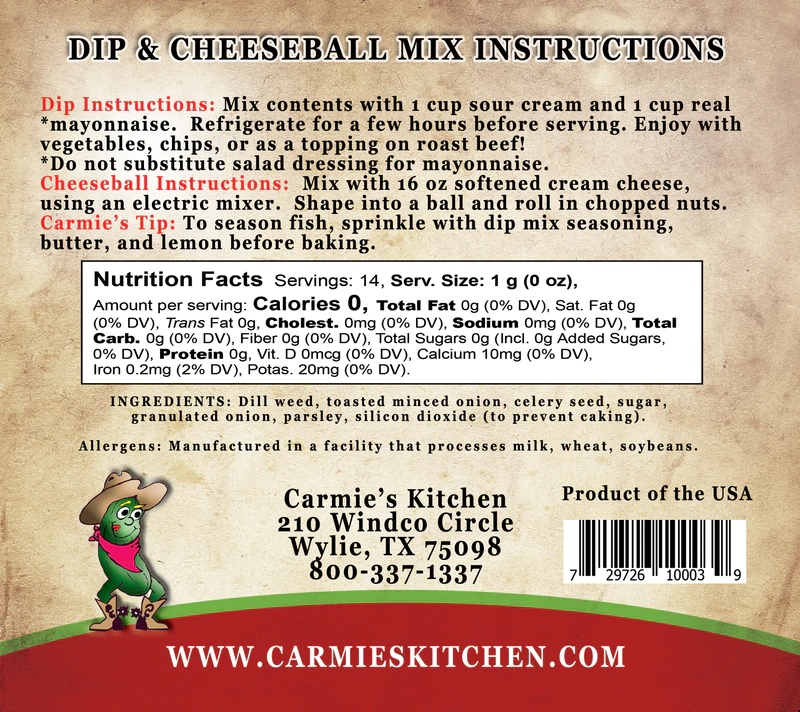 Dilliest Dill Dip Mix Carmie's Kitchen