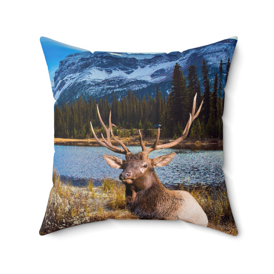 Deer in the Mountains  Square Pillow