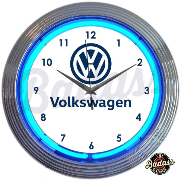 Volkswagon Neon Clock Badass Garage