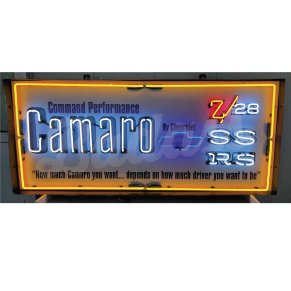 Camaro Command Performance 60″ Neon Sign In Steel Can Badass Garage