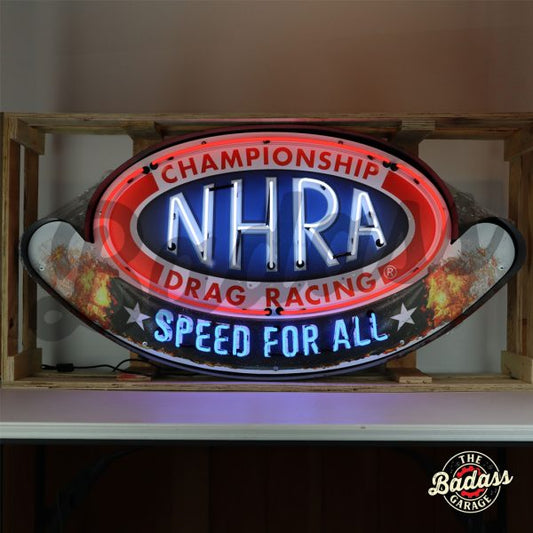 NHRA Speed For All Neon Sign In Steel Can