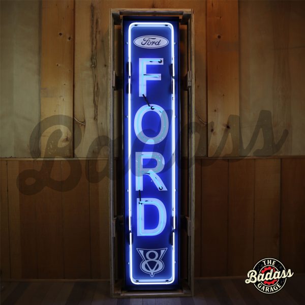 Ford Vertical Neon Sign In Steel Can Badass Garage