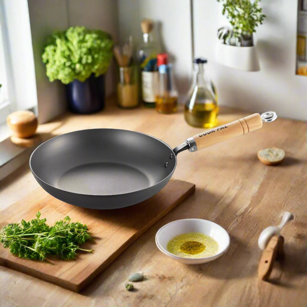 Yoshikawa Cook-Pal Ren Japanese Carbon Steel Frying Pan 24cm | Made in Japan