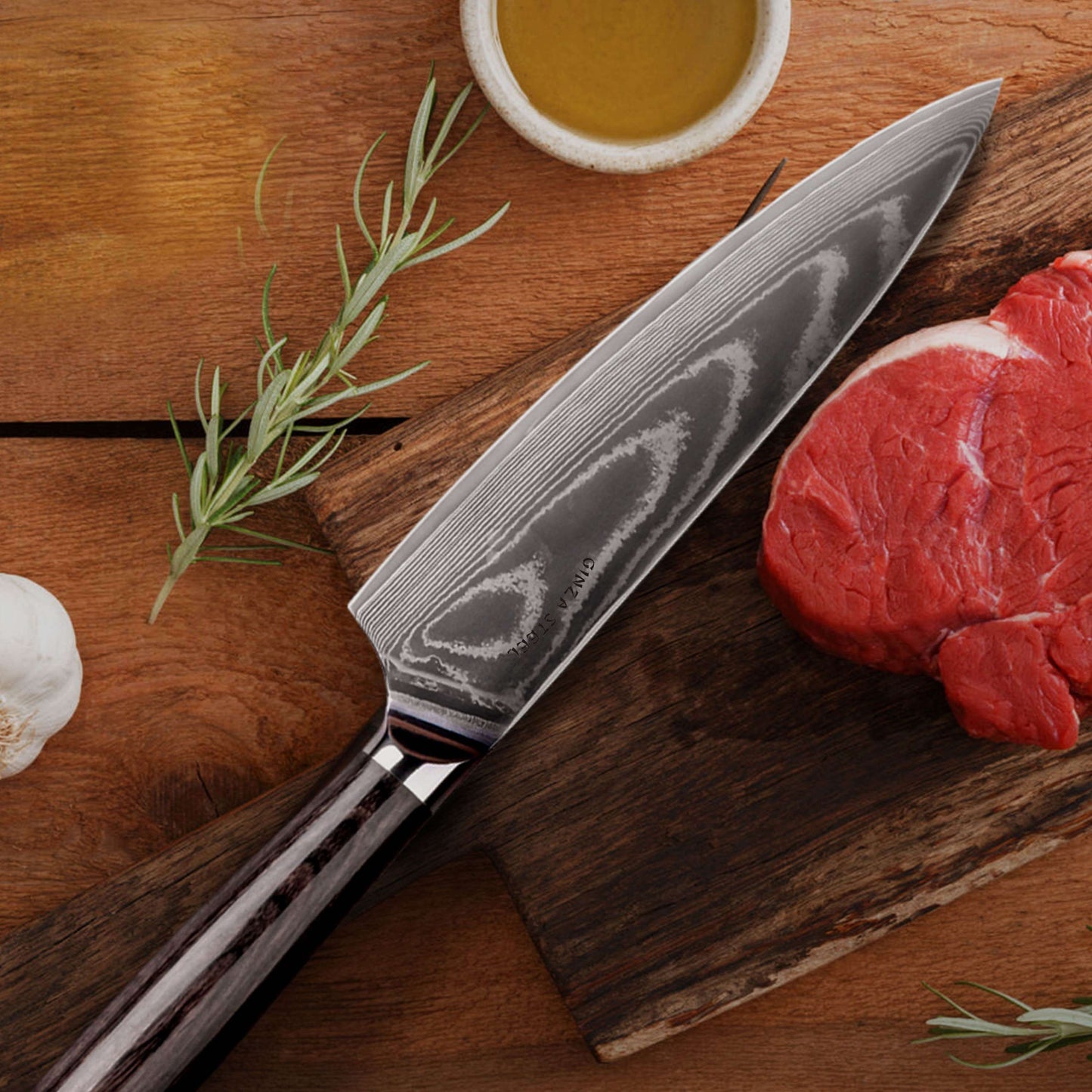 LUCIA 20 | Chef Knife 8Cr18Mov Steel Core / Pakka wood handle Ginza Steel