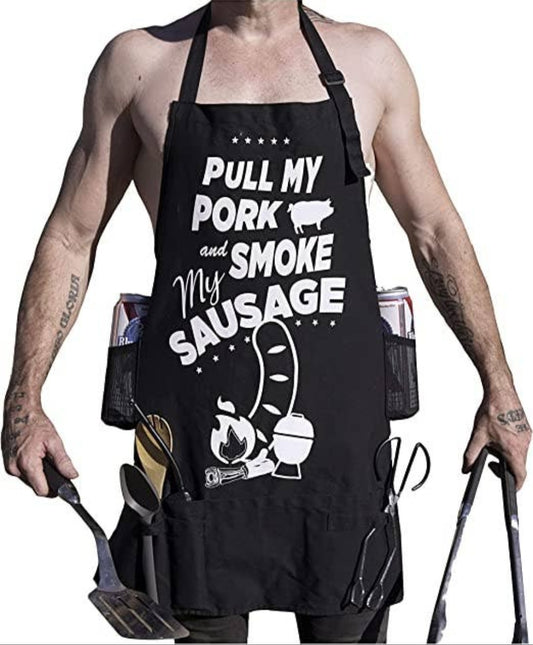 Pull my pork and smoke my sausage apron