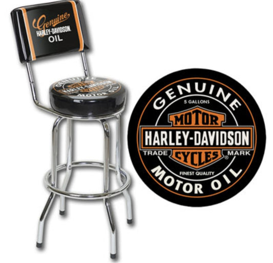 Harley Davidson Oil Can Stool with Back