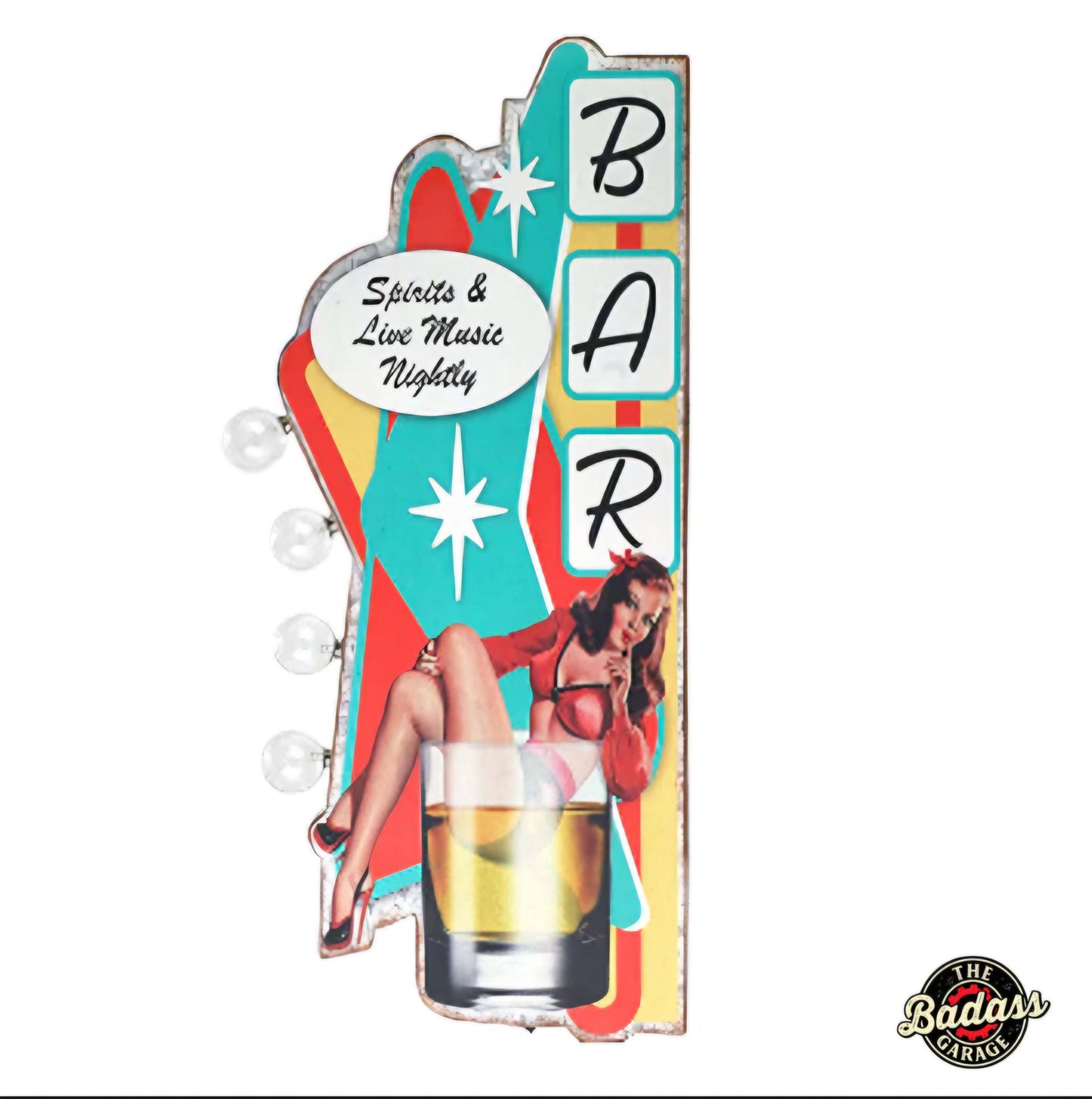 Bar and Live Music Marquee LED sign Badass Garage