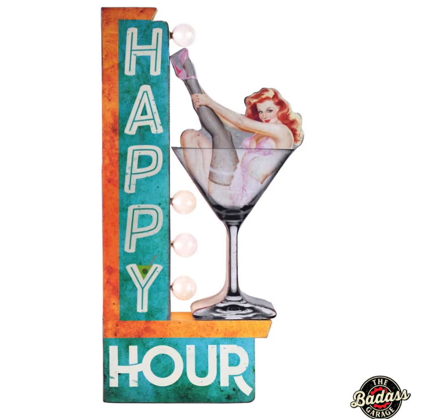 Happy Hour Marquee LED Sign Badass Garage