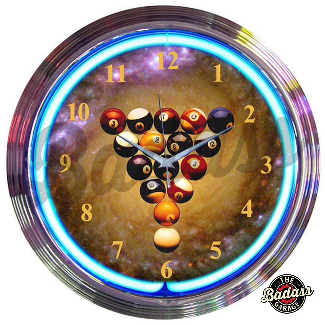 Billiards Spaceballs Neon Clock Badass Garage