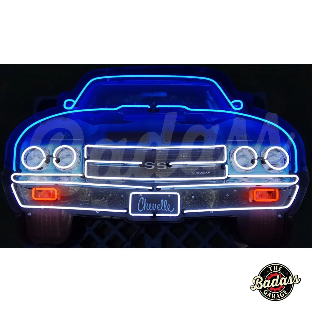 Chevelle Grill Neon Sign In Steel Can Badass Garage