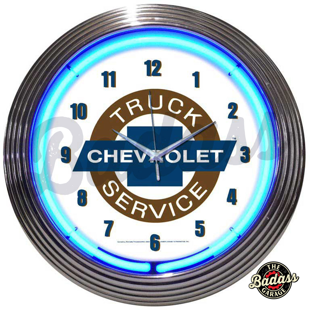 Chevy Trucks Chevrolet Service Neon Clock Badass Garage
