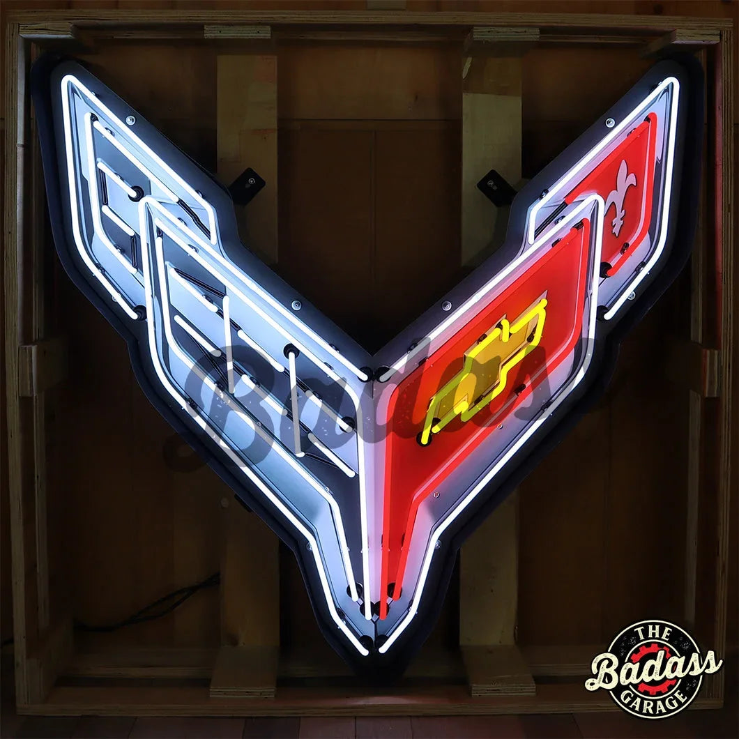 Corvette C8 Neon Sign In Shaped Steel Can Badass Garage