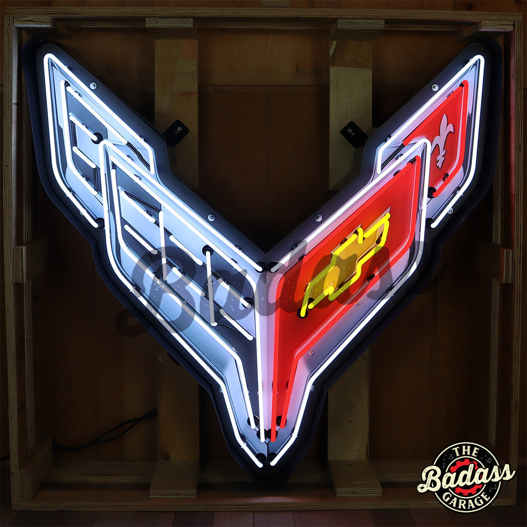 Corvette C8 Neon Sign In Shaped Steel Can Badass Garage