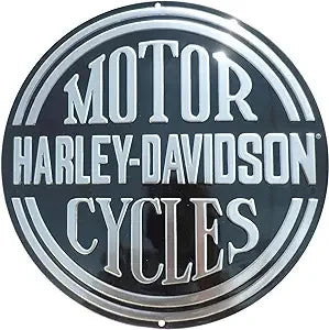 Harley Davidson Motorcycles Black and Silver Tin Sign