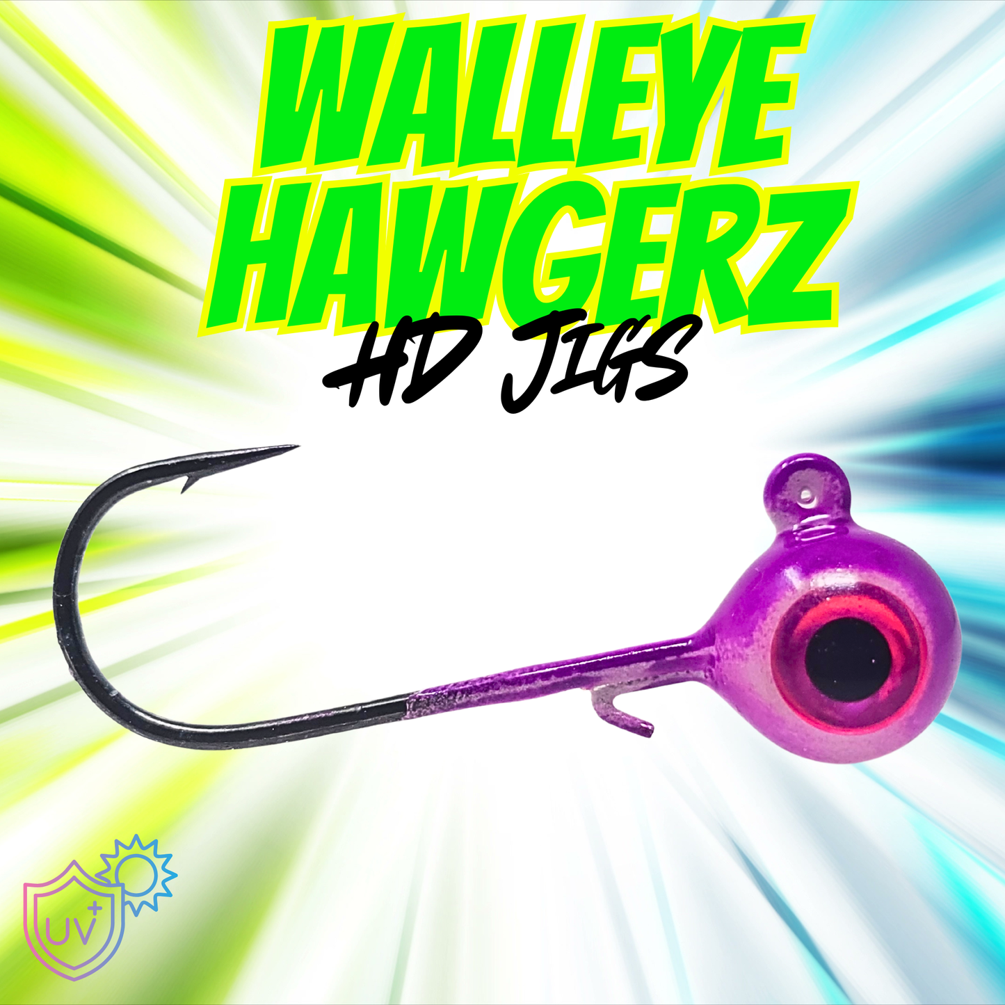 Walleye Hawgerz HD (Long Shank Jig) - UV Glow Purple Jig - 3 Pack