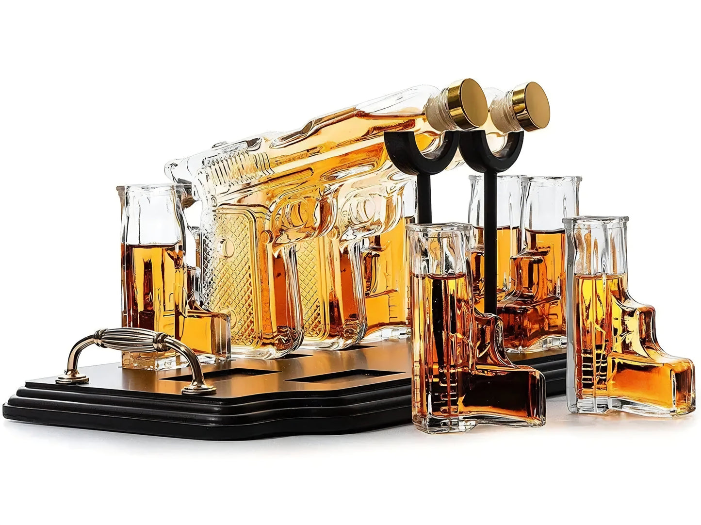 Pistol 2 Decanters Set with 6 Pistol Shot Glasses The Wine Savant