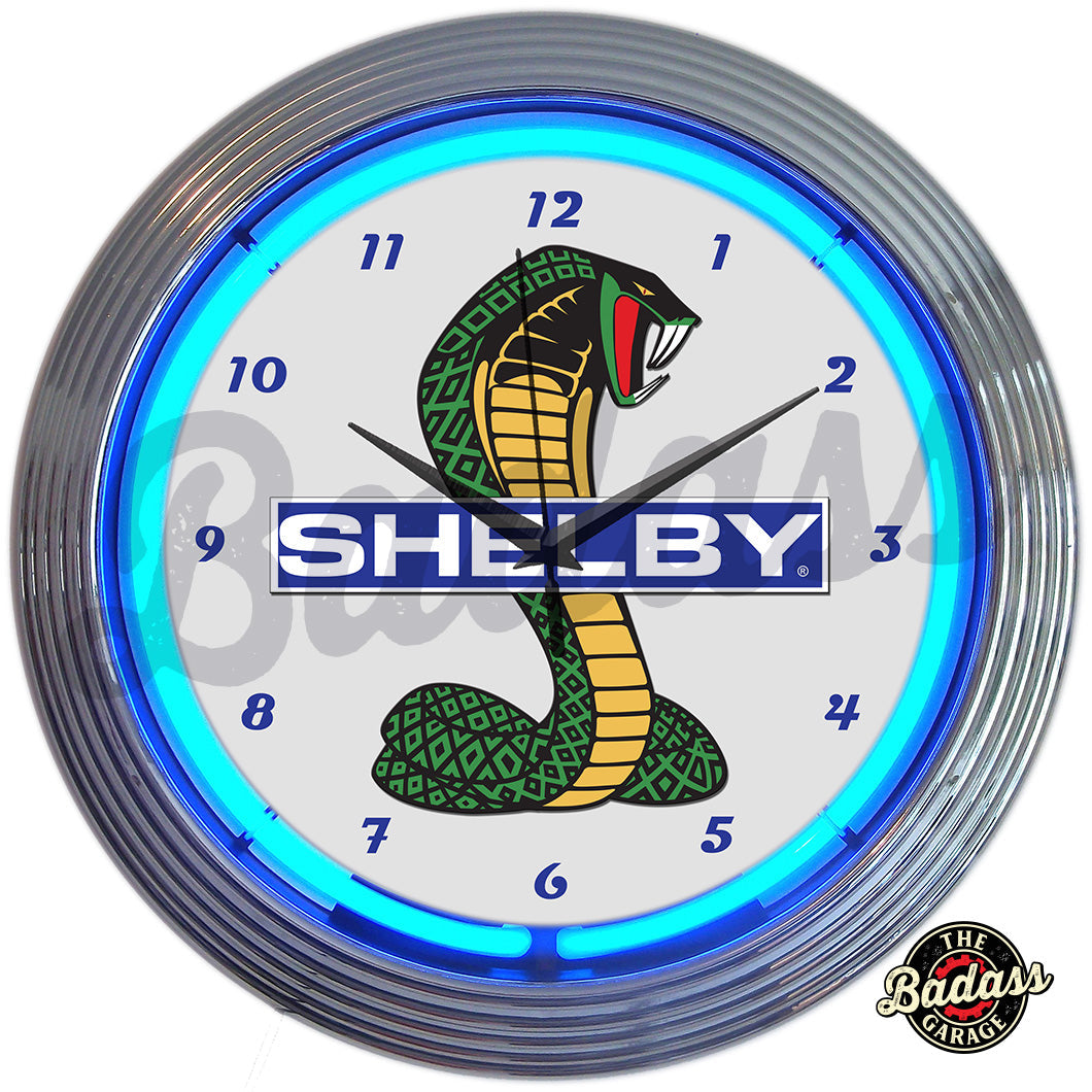 Shelby Cobra Ford Olp Mustang Neon Clock Badass Garage