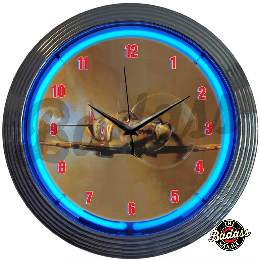 Spit Fire Neon Clock Badass Garage