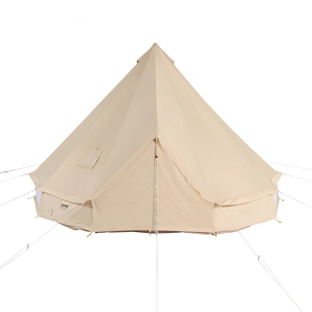 VEVOR Canvas Bell Tent, 4 Seasons 6 m/19.68 ft Yurt Tent, Canvas Tent for Camping with Stove Jack, Breathable Tent Holds up to 10 People, Family Camping Outdoor Hunting Party