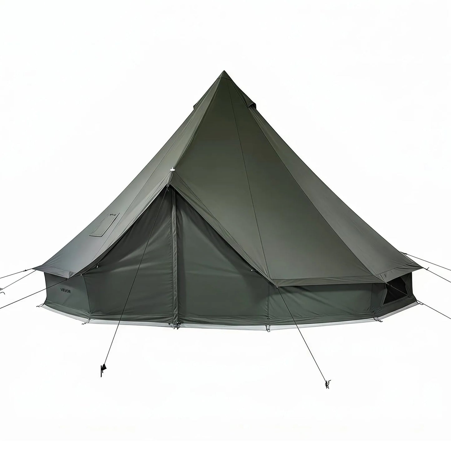 VEVOR 13.12 ft Canvas Bell Tent – 4 Season Glamping Yurt Tent with Stove Jack for 3-4 People