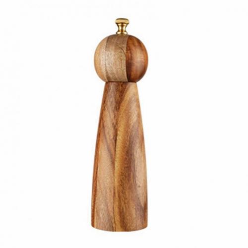 Acacia Wood & Ceramic Spice Grinder – Round Head Manual Seasoning Mill