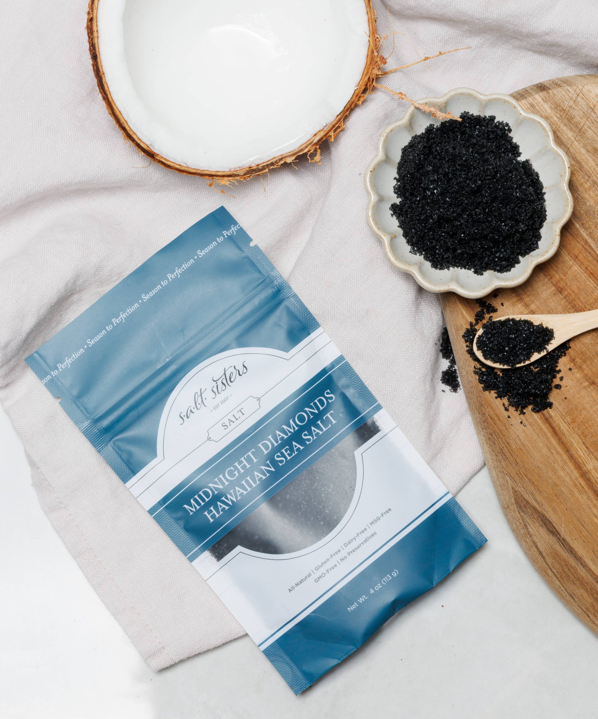 Sea Salt - Hawaiian - Midnight Diamonds - Fine - 4 oz Bag Salt Sisters