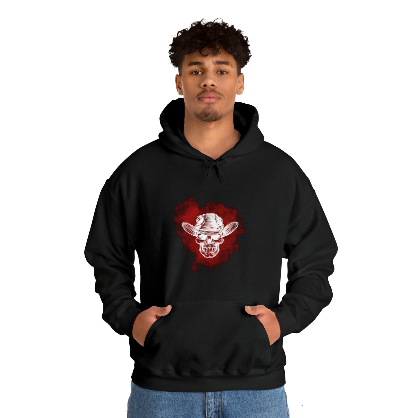 Cowboy Skull Red Smoke - Unisex Heavy Blend™ Hooded Sweatshirt