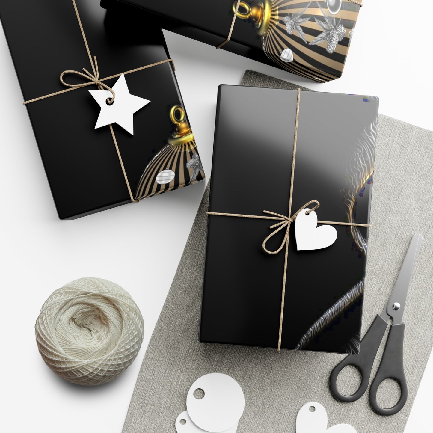 Classic Black Christmas Ornanment Gift Wrap Papers