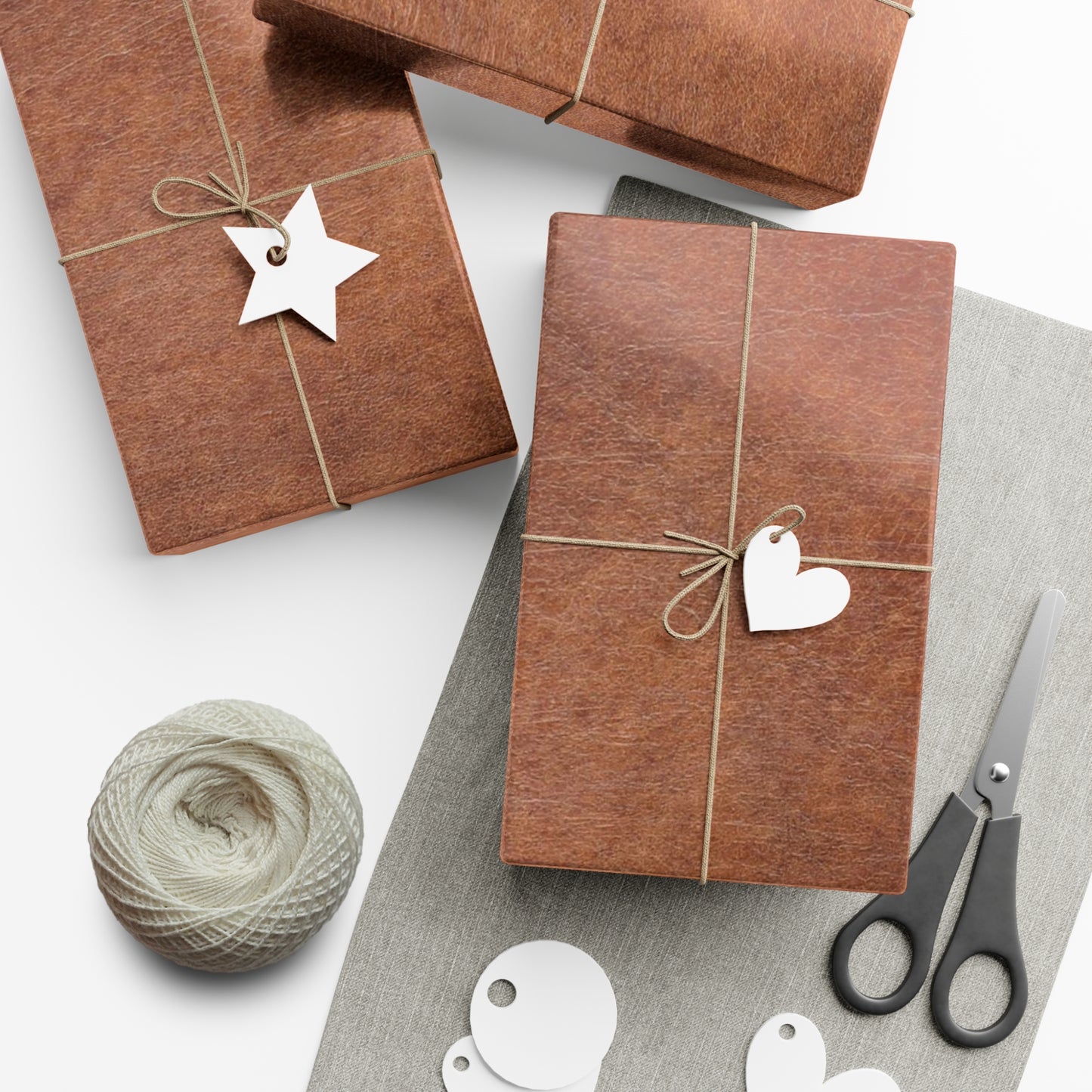 Brown Leather All Occasion Gift Wrap Papers